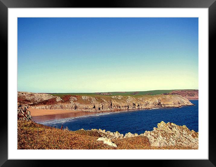 Barafundle Bay.Pembrokeshire. Framed Mounted Print by paulette hurley