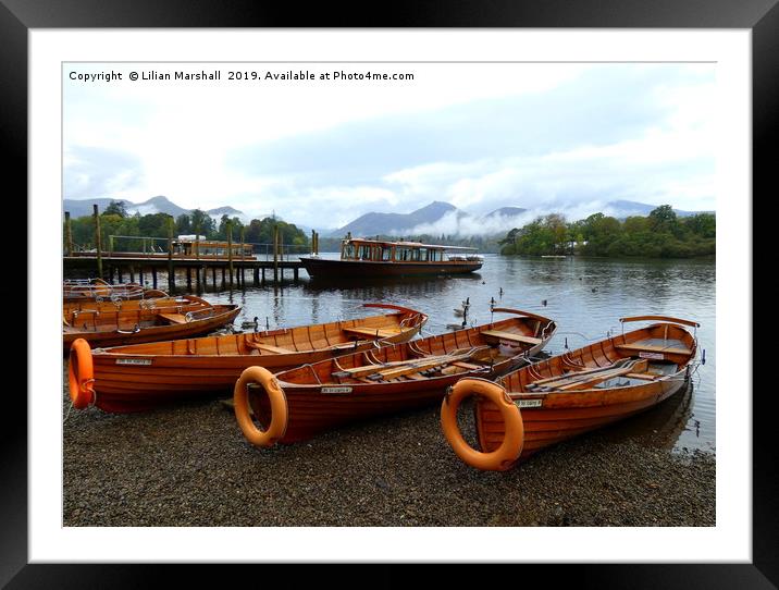 Grey skies over Derwentwater Lake. Framed Mounted Print by Lilian Marshall