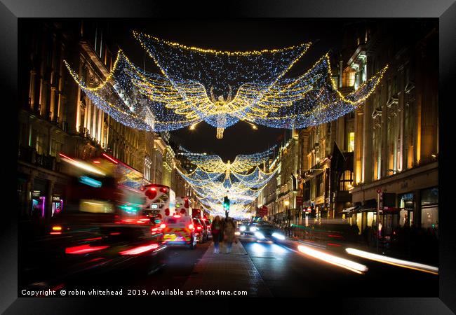 Christmas in Regent Street. Framed Print by robin whitehead
