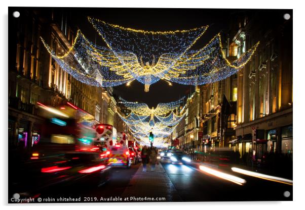 Christmas in Regent Street. Acrylic by robin whitehead