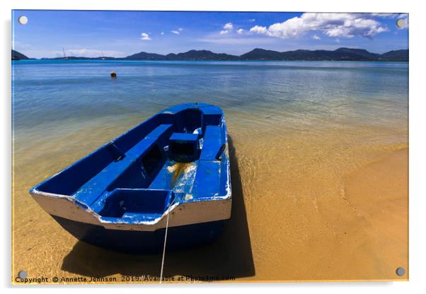 Boat so Blue Acrylic by Annette Johnson