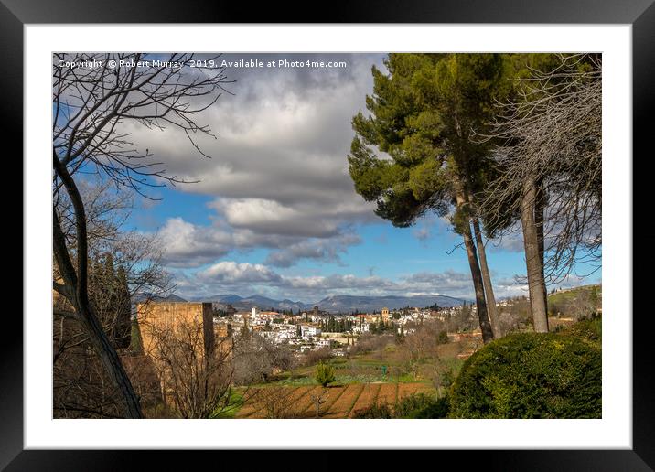 Granada from The Alhambra Gardens Framed Mounted Print by Robert Murray