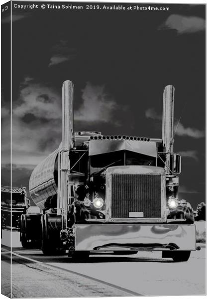 Classic Semi Tank Truck on the Road Canvas Print by Taina Sohlman