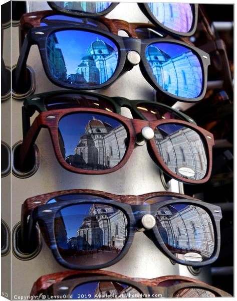 Florence Cathedral reflected in sunglasses Canvas Print by Lensw0rld 