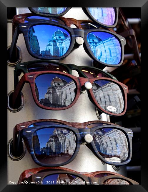 Florence Cathedral reflected in sunglasses Framed Print by Lensw0rld 