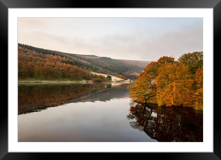 Autumn morning at Ladybower reservoir Framed Mounted Print by Andrew Kearton
