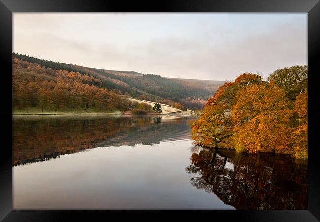 Autumn morning at Ladybower reservoir Framed Print by Andrew Kearton