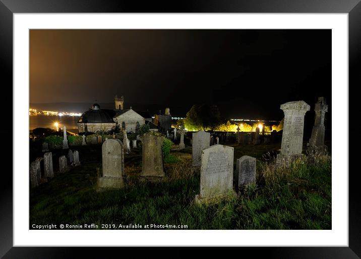 Kilmun Graveyard At Night Framed Mounted Print by Ronnie Reffin