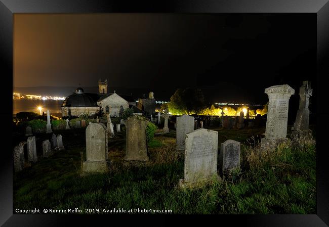 Kilmun Graveyard At Night Framed Print by Ronnie Reffin