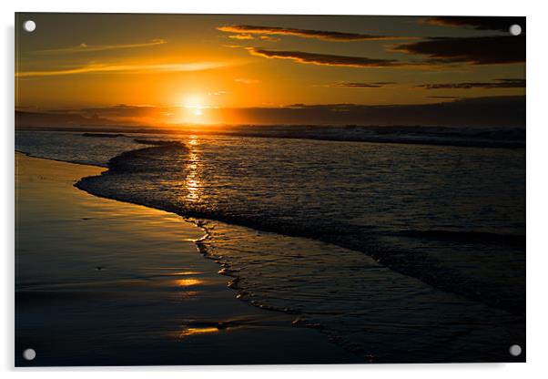 Setting Sun, Bamburgh, Northumberland Coast Acrylic by David Lewins (LRPS)