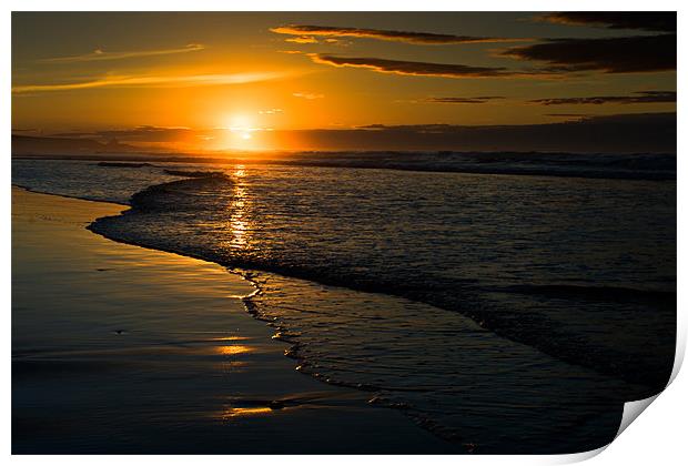 Setting Sun, Bamburgh, Northumberland Coast Print by David Lewins (LRPS)