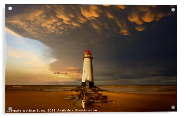Lighthouse at Talacre Beach  Acrylic by Adrian Evans