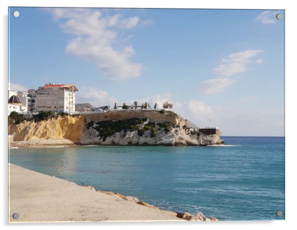 Mirador del Castell, Poniente Beach, Benidorm Acrylic by Ken Fagan