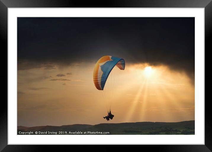Paraglider over Northumberland Framed Mounted Print by David Irving