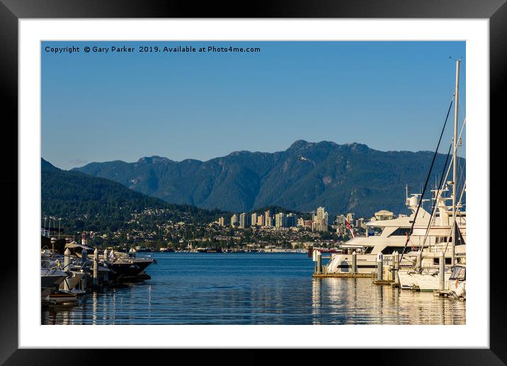 Boats docked at Coal Harbor marina, Vancouver Framed Mounted Print by Gary Parker