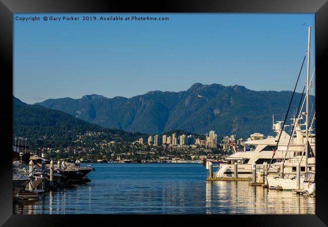 Boats docked at Coal Harbor marina, Vancouver Framed Print by Gary Parker