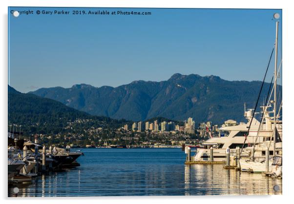 Boats docked at Coal Harbor marina, Vancouver Acrylic by Gary Parker