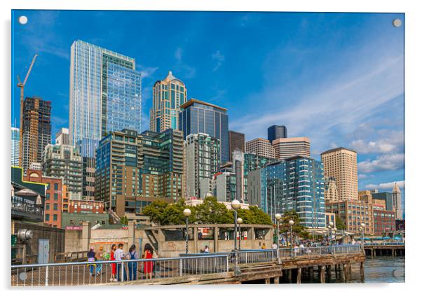 Seattle Skyline from Waterfront Acrylic by Darryl Brooks