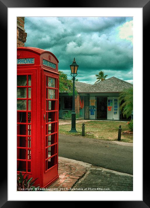 Red Telephone Box  antigua Framed Mounted Print by keith hannant