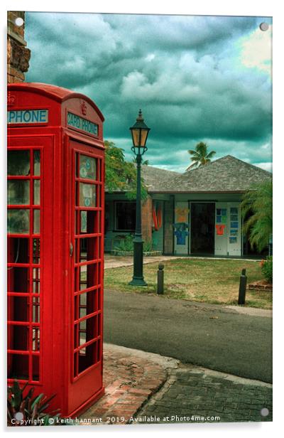 Red Telephone Box  antigua Acrylic by keith hannant