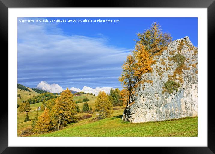"Tschanstein" in the Alpe di Siusi Framed Mounted Print by Gisela Scheffbuch