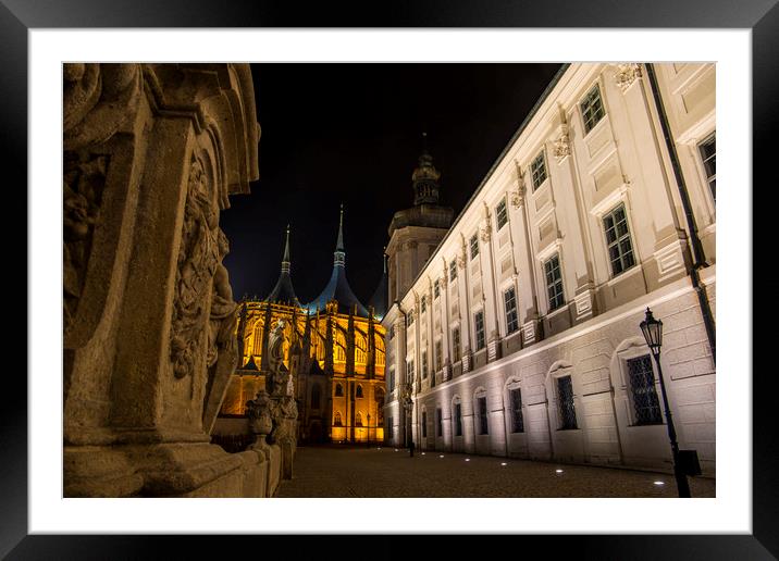 Saint Barbara's Church in Kutn Hora at night. Czec Framed Mounted Print by Sergey Fedoskin