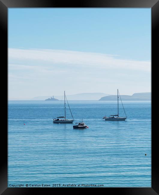 Boats in the Bay, St Ives Framed Print by Carolyn Eaton