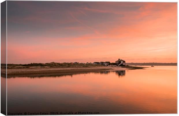 Sunset on Christchurch Harbour Canvas Print by Carolyn Eaton