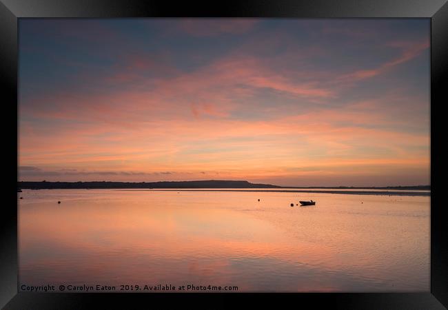 Sunset at Mudeford Sandbank Framed Print by Carolyn Eaton