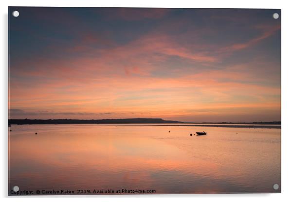Sunset at Mudeford Sandbank Acrylic by Carolyn Eaton