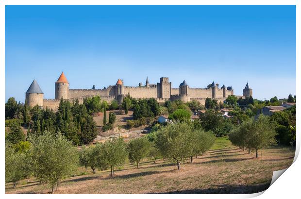 Carcassonne, France, La Cite is the medieval citad Print by Jeanette Teare