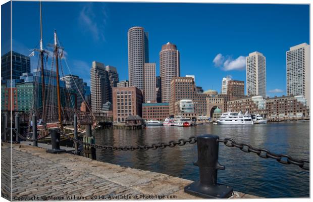 Boston City viewed from Fan Pier Park Canvas Print by Martin Williams