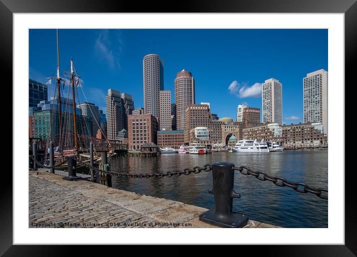 Boston City viewed from Fan Pier Park Framed Mounted Print by Martin Williams
