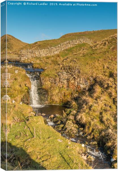 A Moorland Waterfall in Late Autumn Sunshine Canvas Print by Richard Laidler