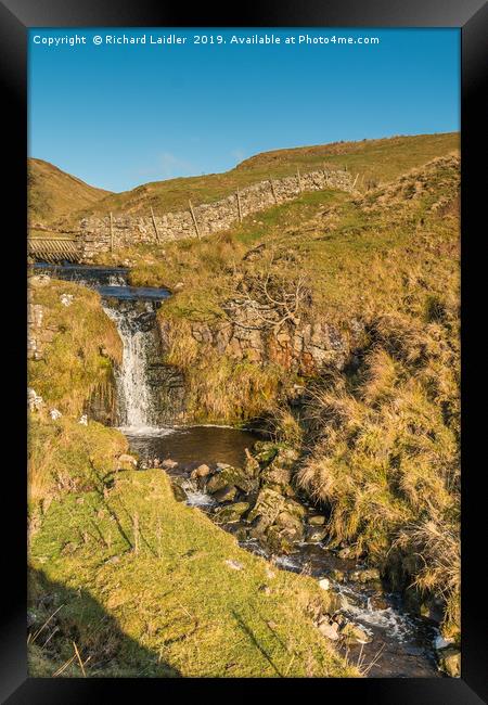 A Moorland Waterfall in Late Autumn Sunshine Framed Print by Richard Laidler