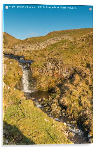 A Moorland Waterfall in Late Autumn Sunshine Acrylic by Richard Laidler