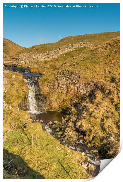 A Moorland Waterfall in Late Autumn Sunshine Print by Richard Laidler