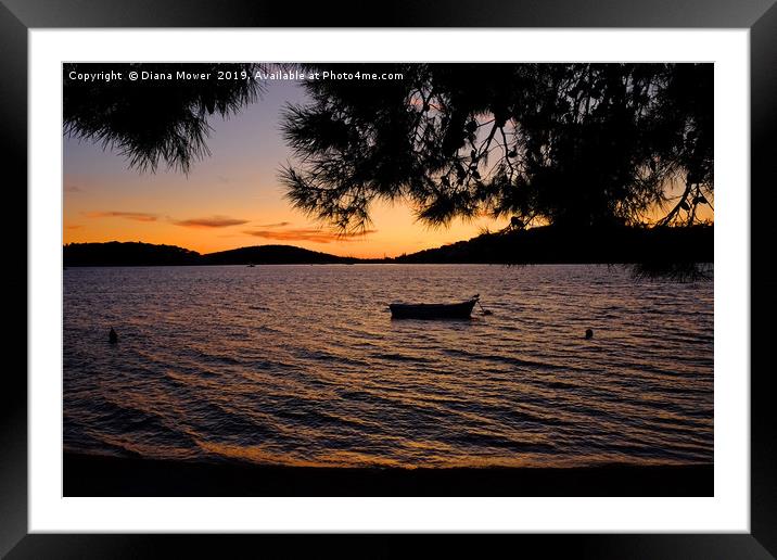  Croatian Beach Sunset Framed Mounted Print by Diana Mower