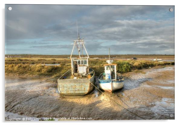 Low tide boats at Brancaster Acrylic by Sally Lloyd