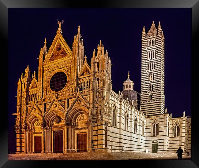 Siena Cathedral at Night Framed Print by Geoff Storey