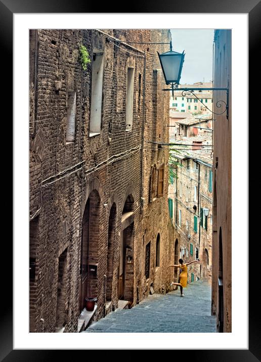 Siena City Street Framed Mounted Print by Geoff Storey