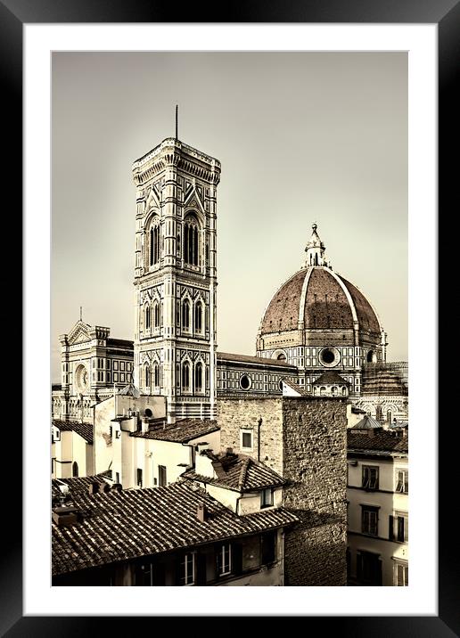 Florence Bell Tower and Cathedral Framed Mounted Print by Geoff Storey