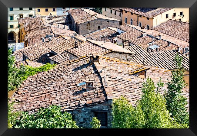 Colle di Val d'Elsa roofs Framed Print by Geoff Storey
