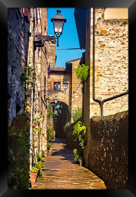 Narrow Street in Colle di Val d'Elsa Framed Print by Geoff Storey