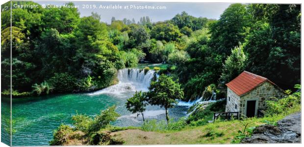 Krka Waterfalls and Mill Canvas Print by Diana Mower