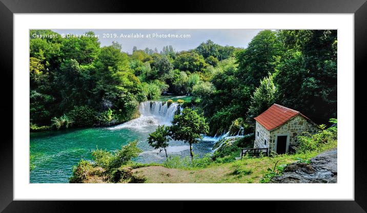 Krka Waterfalls and Mill Framed Mounted Print by Diana Mower