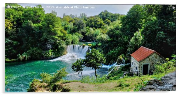 Krka Waterfalls and Mill Acrylic by Diana Mower