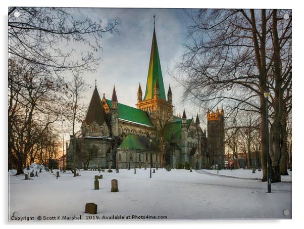 Nidaros Cathedral Trondheim Acrylic by Scott K Marshall