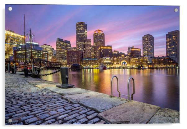 Boston skyine viewed from Fan Pier Park Acrylic by Martin Williams