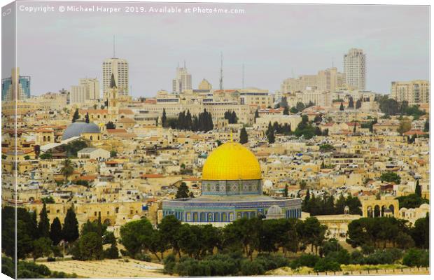 The Dome of The Rock in Jerusalem Israel Canvas Print by Michael Harper